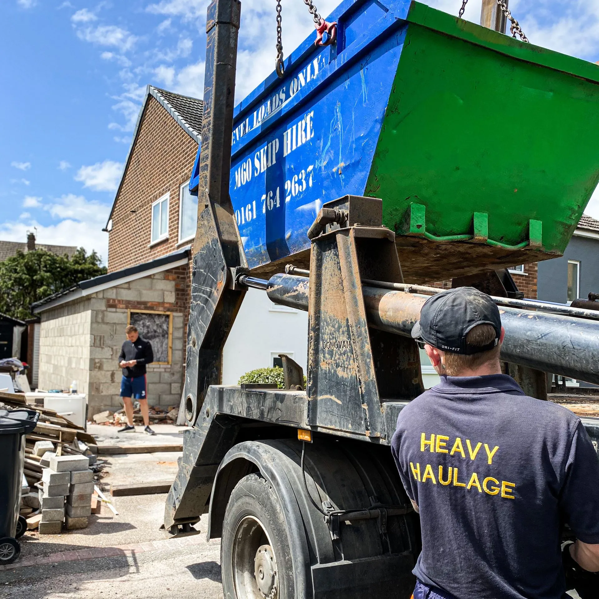 M60 Skip Hire delivering a 4 yard skip to a home in Greater Manchester